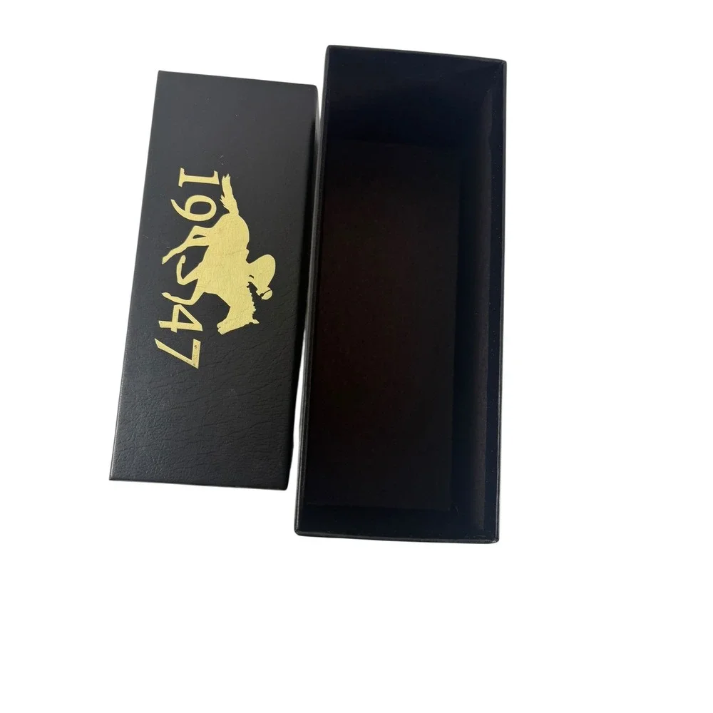 1947 Equestrian Horse Racing Storage Box Black Gold Faux Leather Excellent OS
